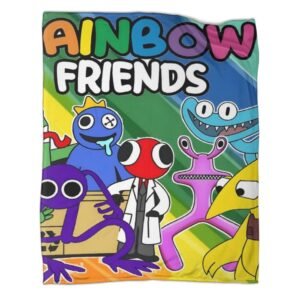 Rainbow Friends Cast Line-Up Stripes Fleece Throw Blanket - Image 1