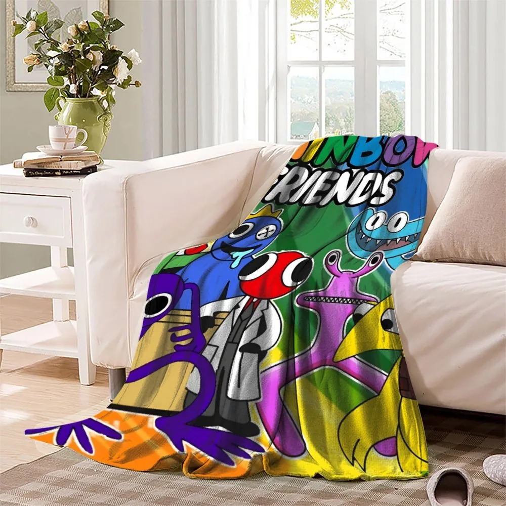 Rainbow Friends Cast Line-Up Stripes Fleece Throw Blanket - Image 3