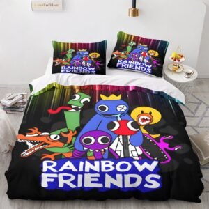 Rainbow Friends Neon Rain Black Logo Duvet Cover Set - Image 1