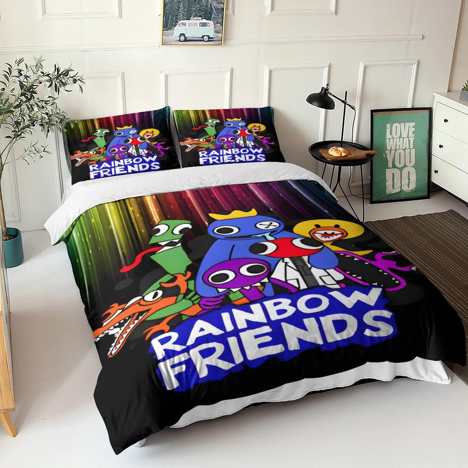 Rainbow Friends Neon Rain Black Logo Duvet Cover Set - Image 2