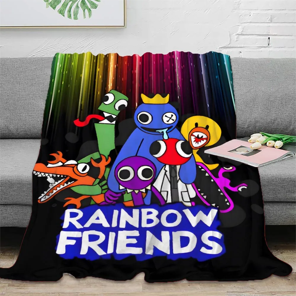 Rainbow Friends Neon Rain Black Logo Fleece Throw Blanket - Image 2