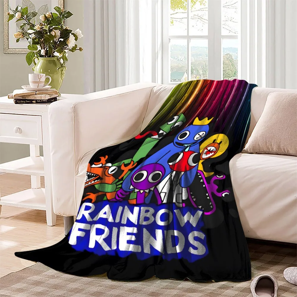 Rainbow Friends Neon Rain Black Logo Fleece Throw Blanket - Image 3